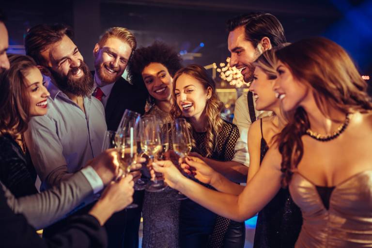 Group of young people enjoying at a nightclub